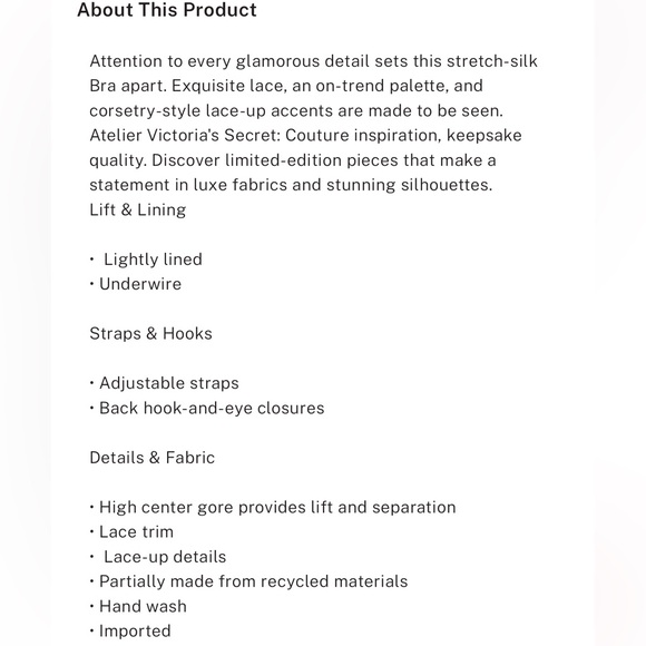 Victoria's Secret Atelier satin lace trim lightly line balconnette floral Bra - Picture 6 of 14